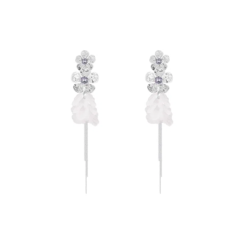 芒果饰品 超仙花朵流苏 铜 耳环 女款