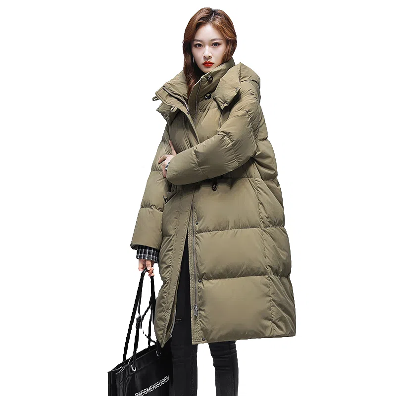 鸭鸭 宽松连帽白鸭绒时尚冬季外套羽绒服 女款