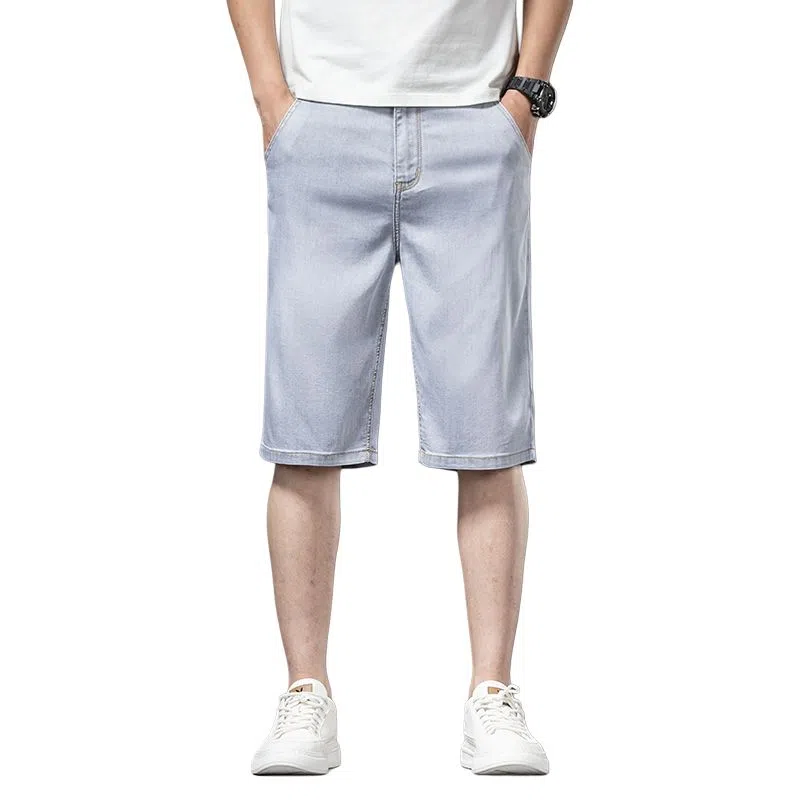 【dme】 直筒百搭时尚纯色宽松中腰休闲七分牛仔短裤 男女同款