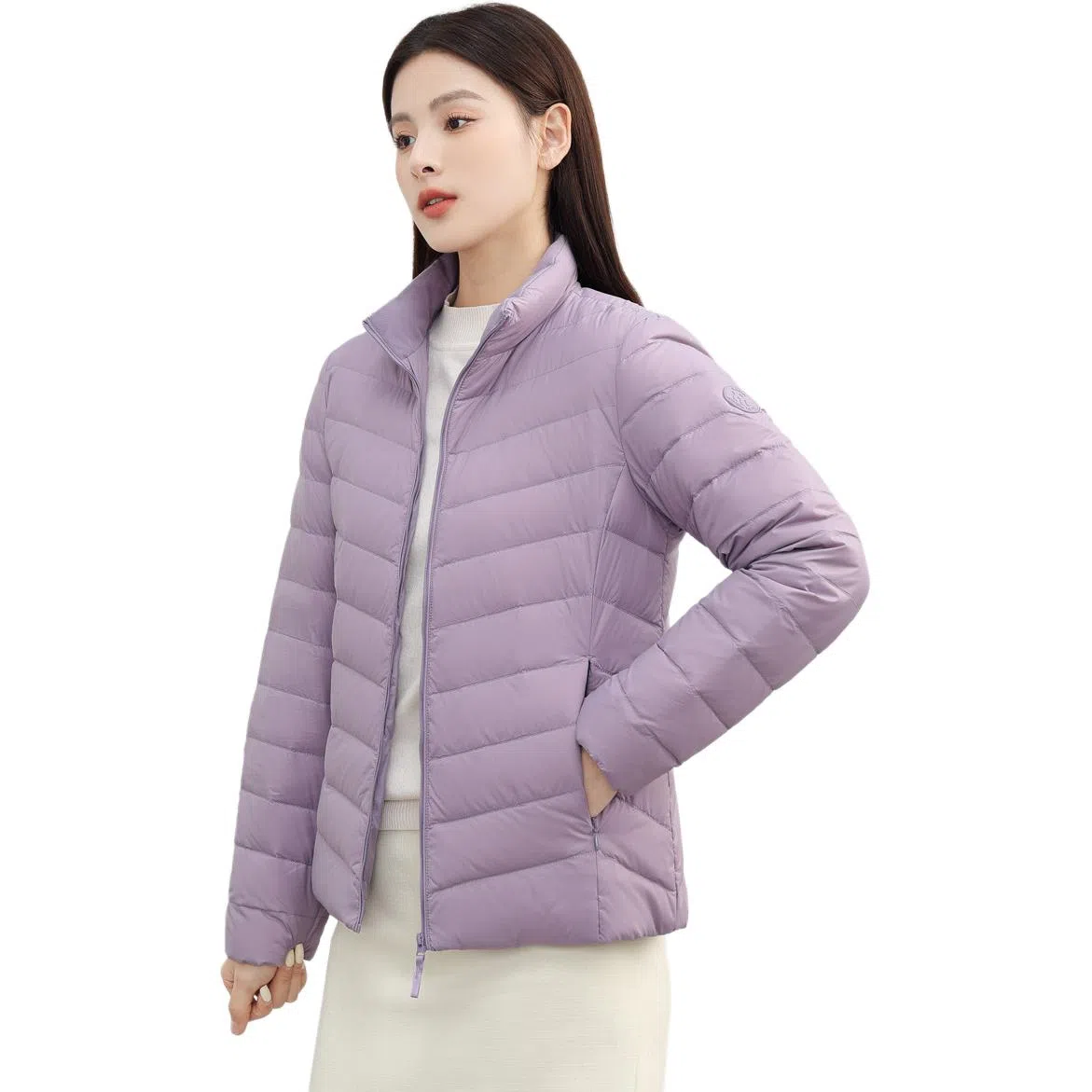 鸭鸭 纯色通勤连帽轻薄款短款外穿时尚百搭羽绒服 女款