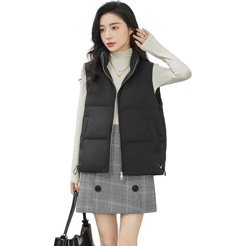 鸭鸭 拉链纯色短款马甲 女款