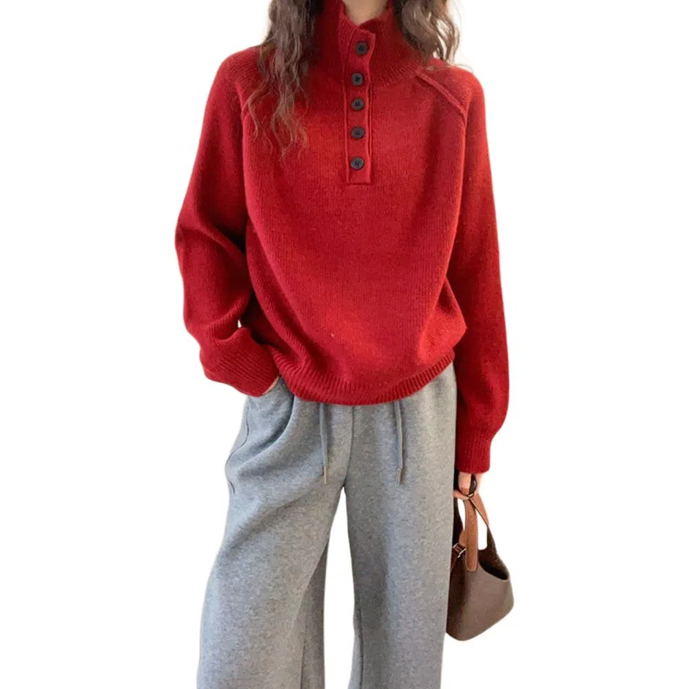 水中花 秋款打底套头休闲时尚舒适长袖针织衫 女款