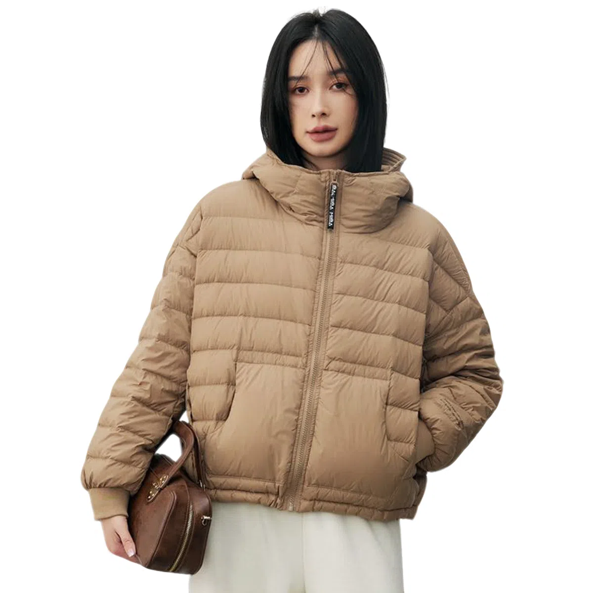 鸭鸭 舒适经典休闲时尚短款防寒连帽保暖轻薄羽绒服 女款