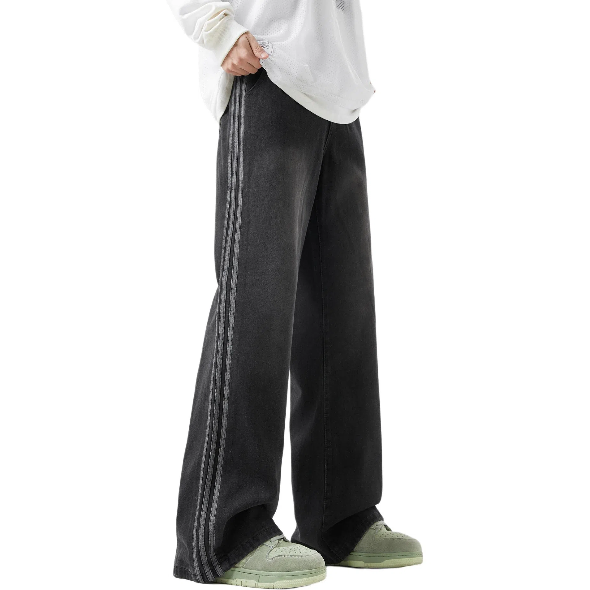 王者荣耀 标语款 美式复古设计做旧水洗直筒字母基础款高街休闲显瘦垂感长裤牛仔裤 男女同款