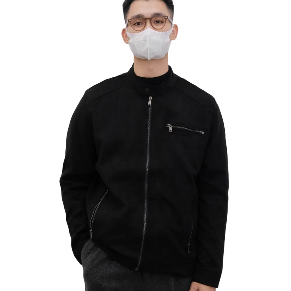 沐诚阳译 合身款麂皮绒立领休闲复古简约长袖夹克外套 男款