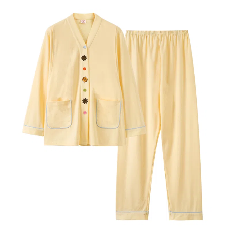 夏芬妍 舒适柔软小香风绣花开衫孕期月子服家居服简约亲肤休闲长袖长裤可外穿睡衣套装 女款