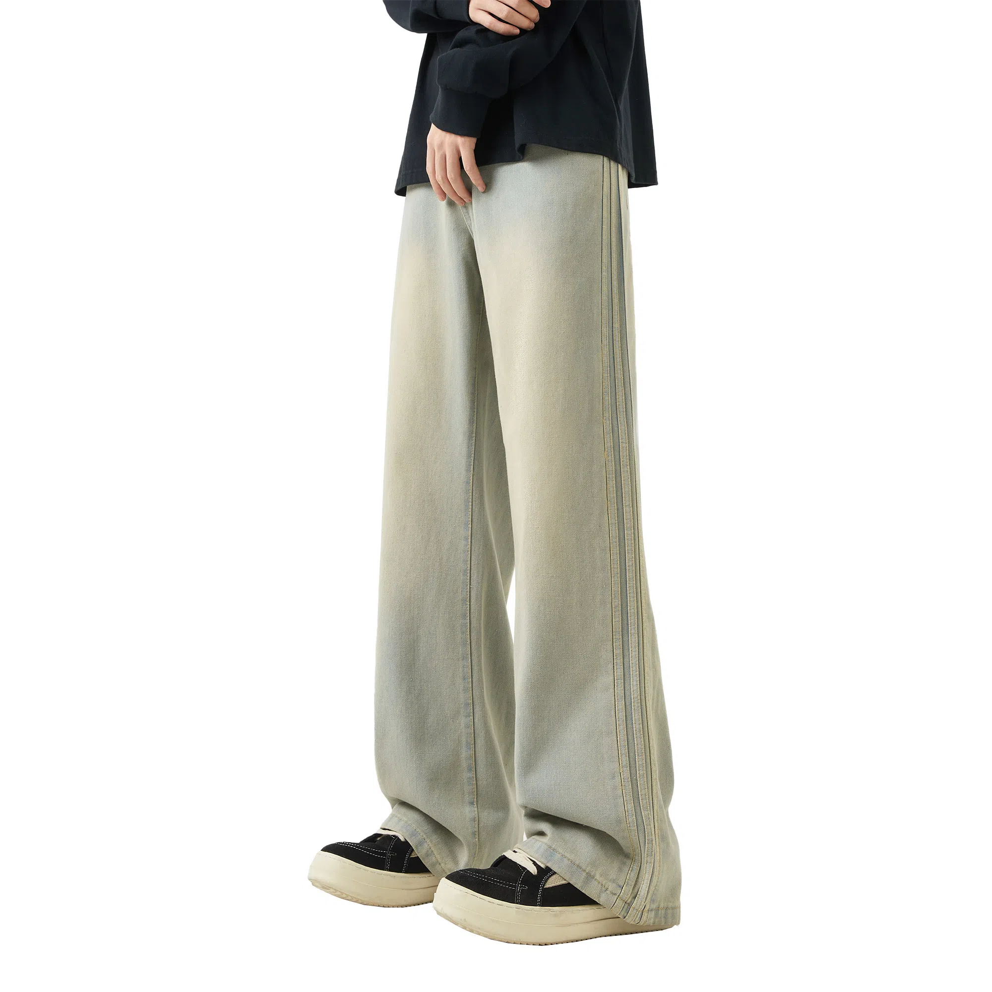 王者荣耀 标语款 美式复古设计做旧水洗直筒字母基础款高街休闲显瘦垂感长裤牛仔裤 男女同款