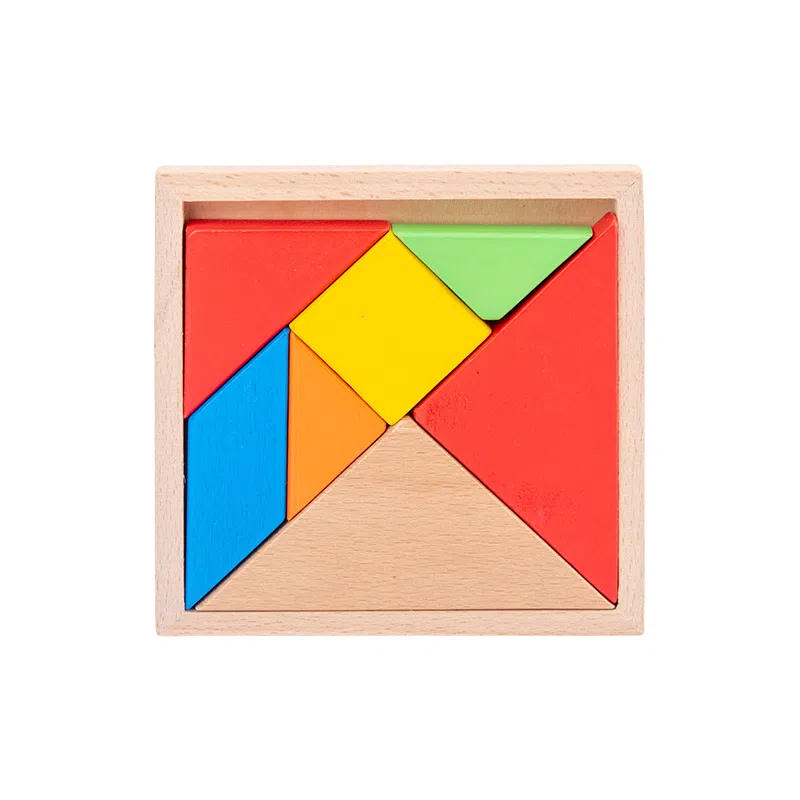 图米鱼 榉木木质七巧板智力拼图学生用教具木制现代 早教益智玩具