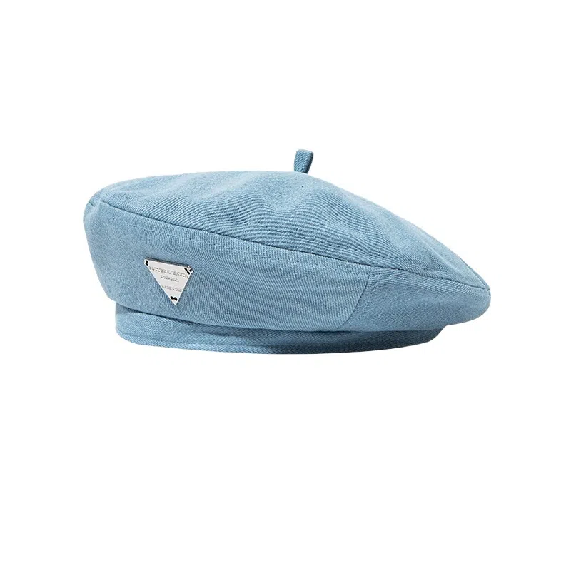 氧气樱桃 水洗牛仔薄款金属标画家 涤纶 贝雷帽 男女同款情侣款