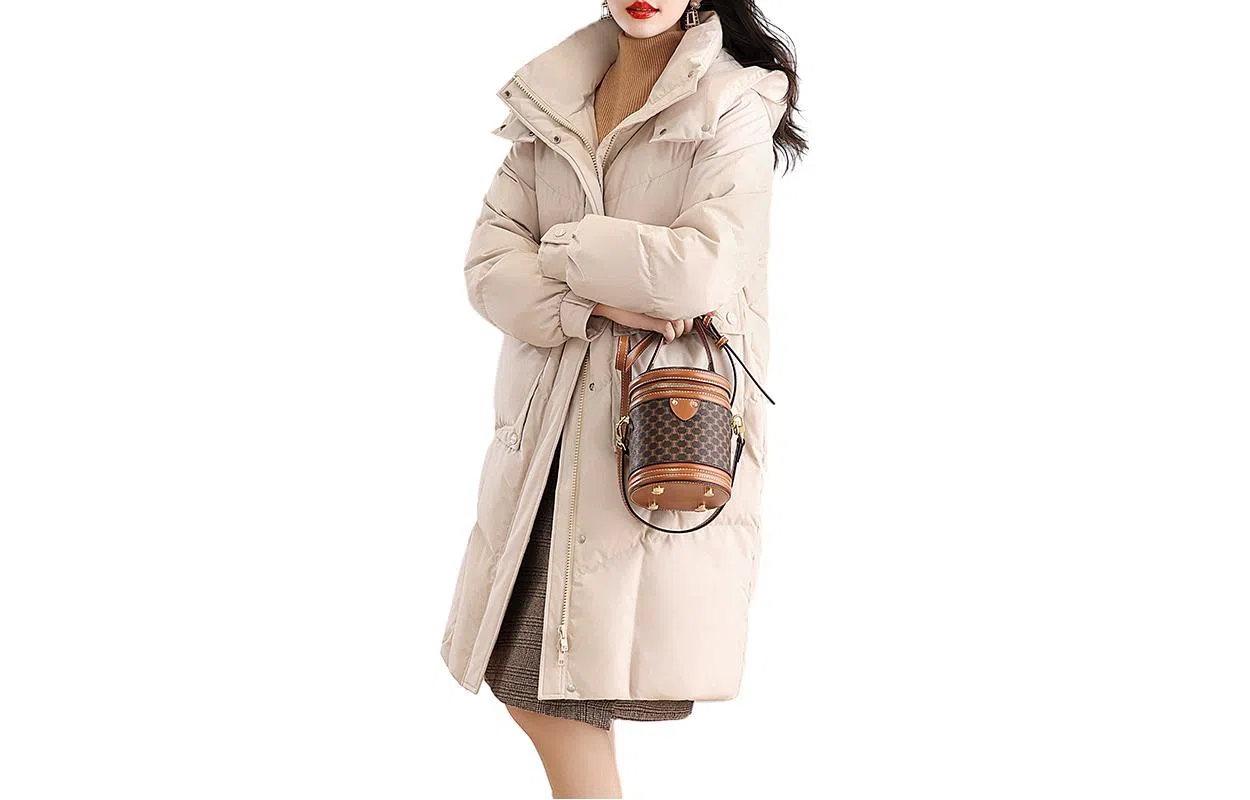 鸭鸭 连帽大口袋韩版休闲连帽羽绒服 女款