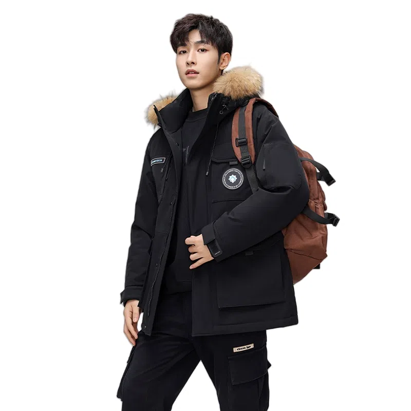 鸭鸭 蓝钻系列 中青年时尚韩版休闲百搭连帽宽松户外运动防寒保暖中长款羽绒服 男女同款