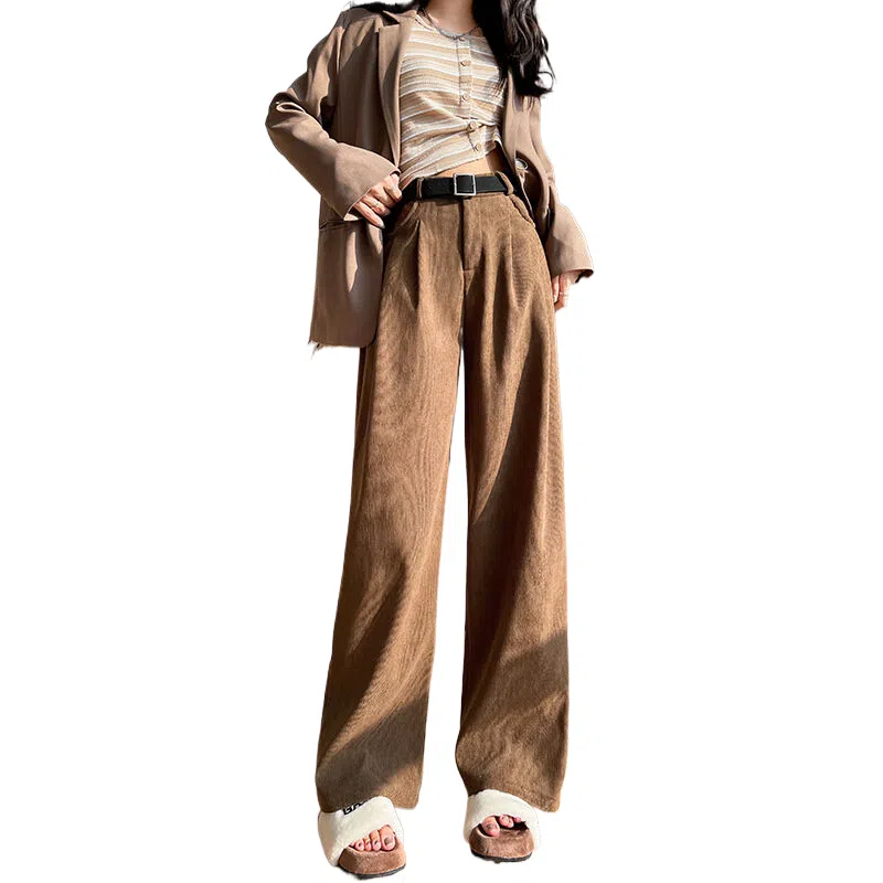 玉儿恋 纯色高腰阔腿裤休闲裤 女款