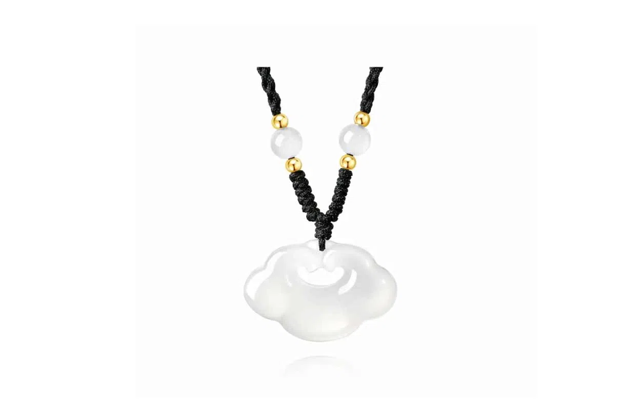 百利金 祥云平安锁 玉见如意吉祥顺遂国潮复古新中式精致轻奢气质百搭小众设计转运珠吊坠锁骨链 玉髓 项链 男女同款情侣款