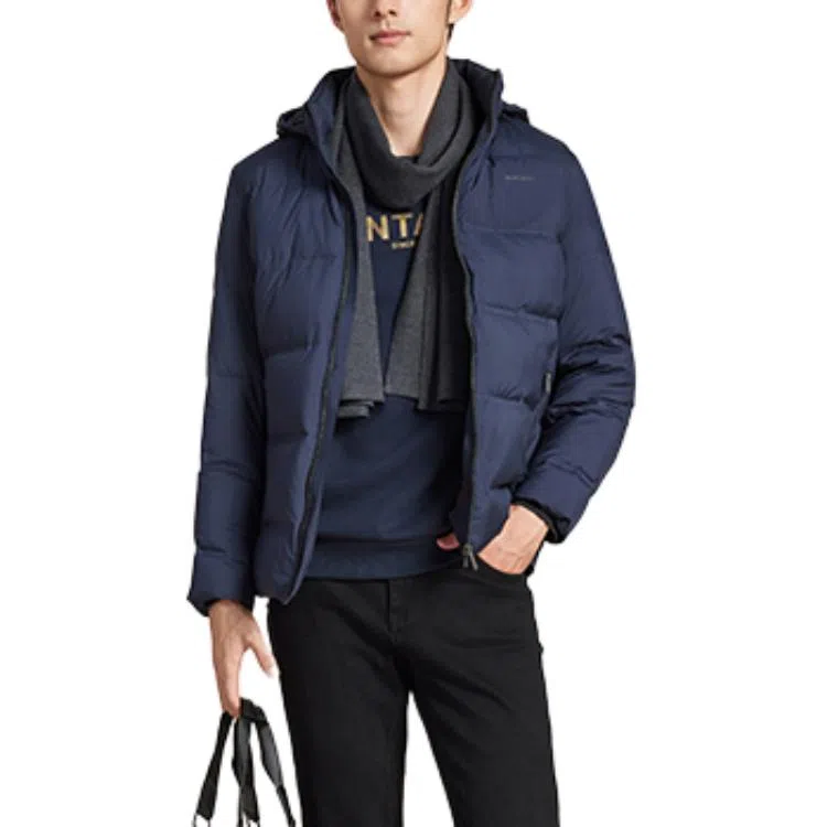 梦特娇 可脱卸帽纯色休闲羽绒服 男款