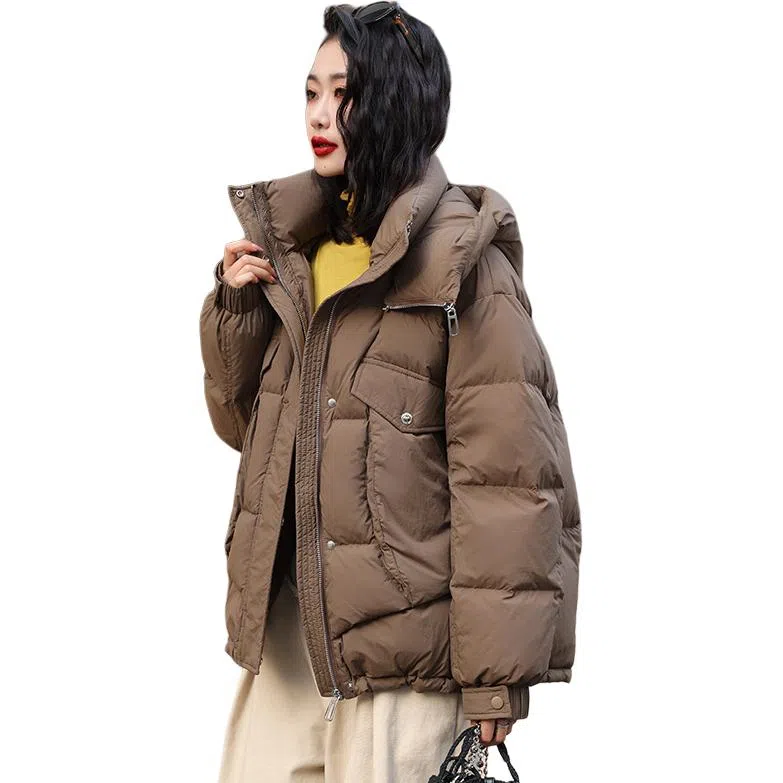 鸭鸭 连帽加厚保暖羽绒服 女款