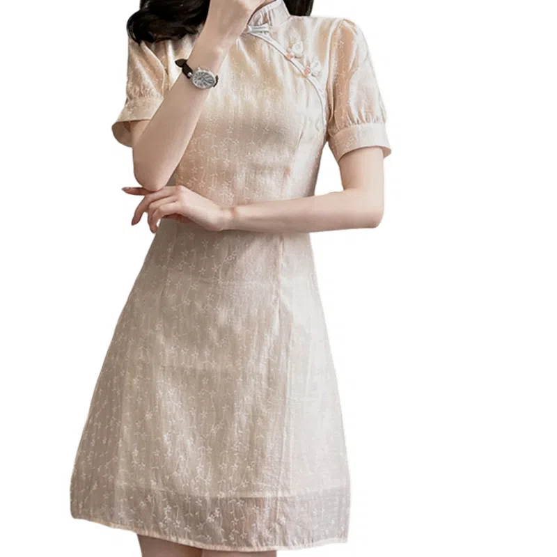 丝絮丝绸 新中式简约百搭短袖连衣裙 女款