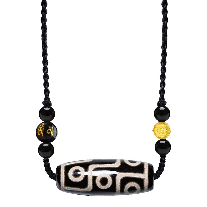 阿梵尼 西藏圣物吉祥平安招财藏传回流九眼天珠吊坠民族风护身吊坠佛珠 男生 女生 礼  玛瑙 玉石项链 男女同款情侣款