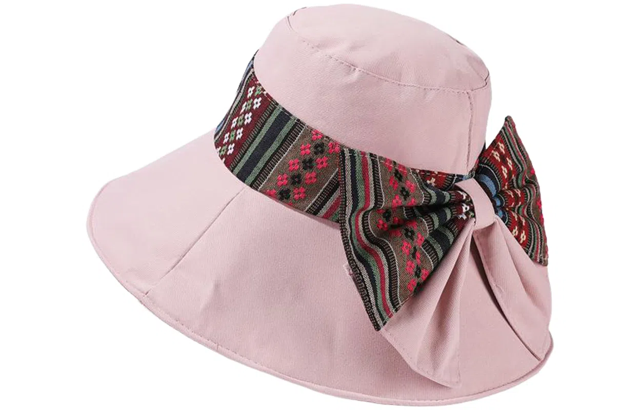 优幽兰 百搭潮流小众设计感民族风可折叠骑车大檐遮阳时尚旅游度假防紫外线太阳夏 聚酯纤维 防晒帽 女款