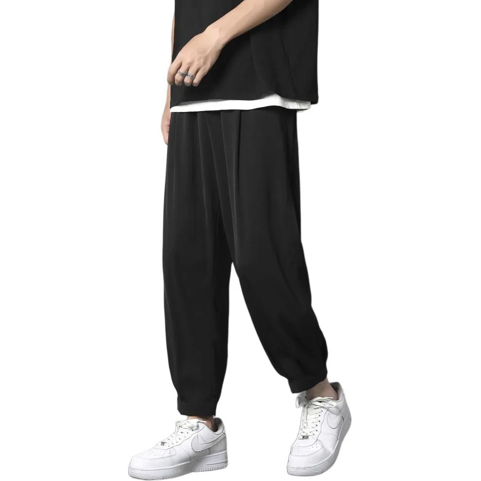 顶峰保罗 冰丝薄款速干纯色简约垂感运动束脚九分裤潮流显高显瘦宽松凉感透气百搭大码休闲裤 男女同款