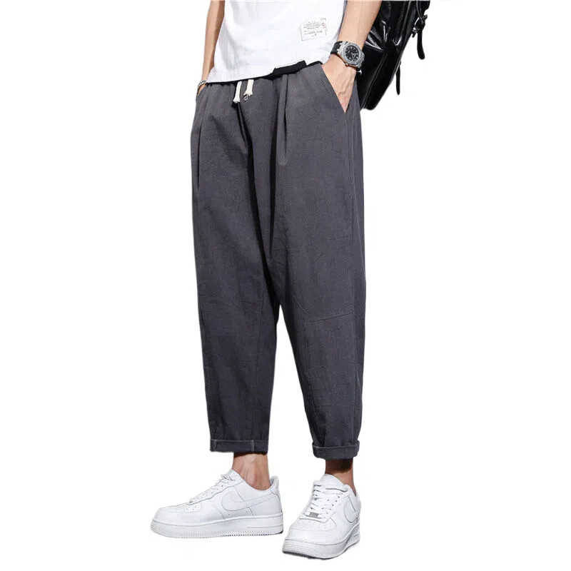 玉儿恋 薄款潮流运动百搭宽松九分休闲裤 男款