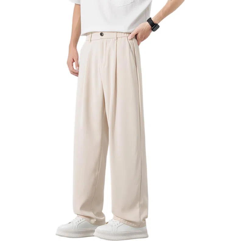 顶峰保罗 纯色垂感薄款透气直筒长裤宽松简约小众潮牌百搭高级感舒适显瘦显高阔腿休闲裤 男女同款