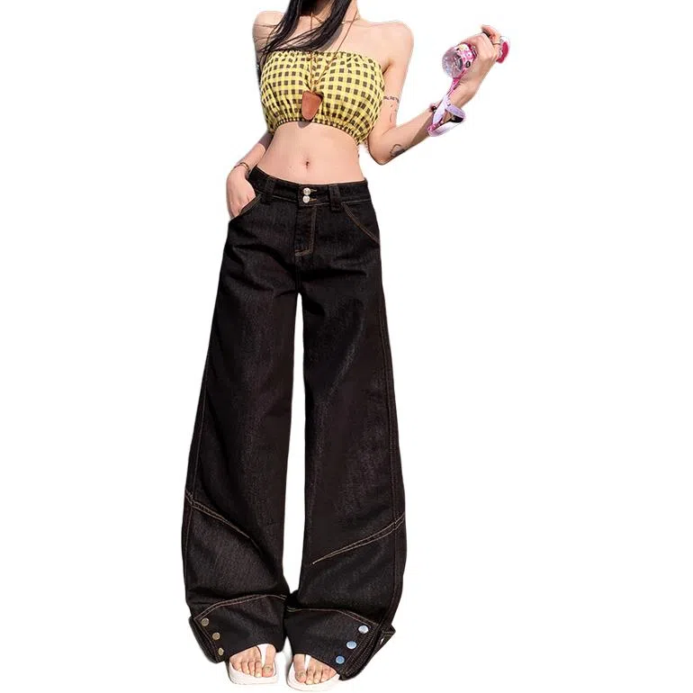 如续 美式复古设计感宽松牛仔裤 女款