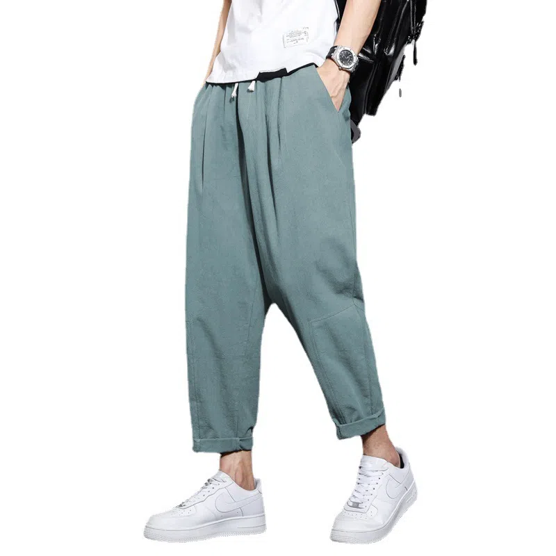 玉儿恋 薄款潮流运动百搭宽松九分休闲裤 男款