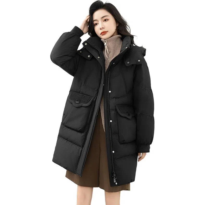 鸭鸭 时尚百搭连帽纯色加厚羽绒服 女款