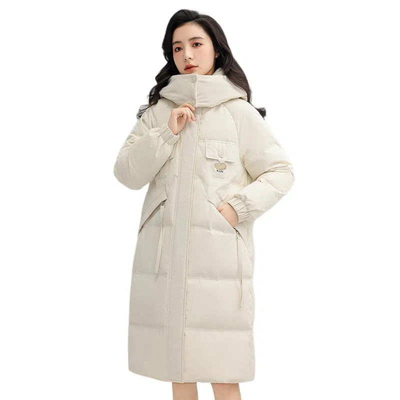 鸭鸭 纯色简约百搭加厚中长款羽绒服 女款