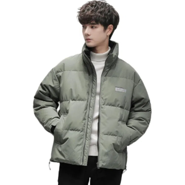 鸭鸭 纯色无帽立领短款长袖羽绒服 男款
