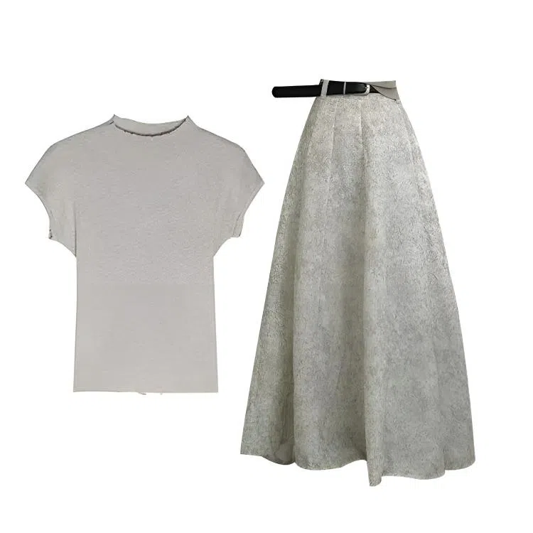 THREE Floral High Waist A-Line Skirt Set