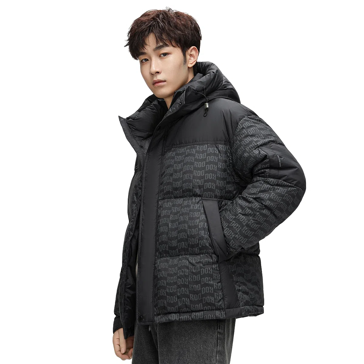 鸭鸭 撞色拼接休闲连帽长袖厚款保暖小个子面包服情侣外穿百搭羽绒服 女款