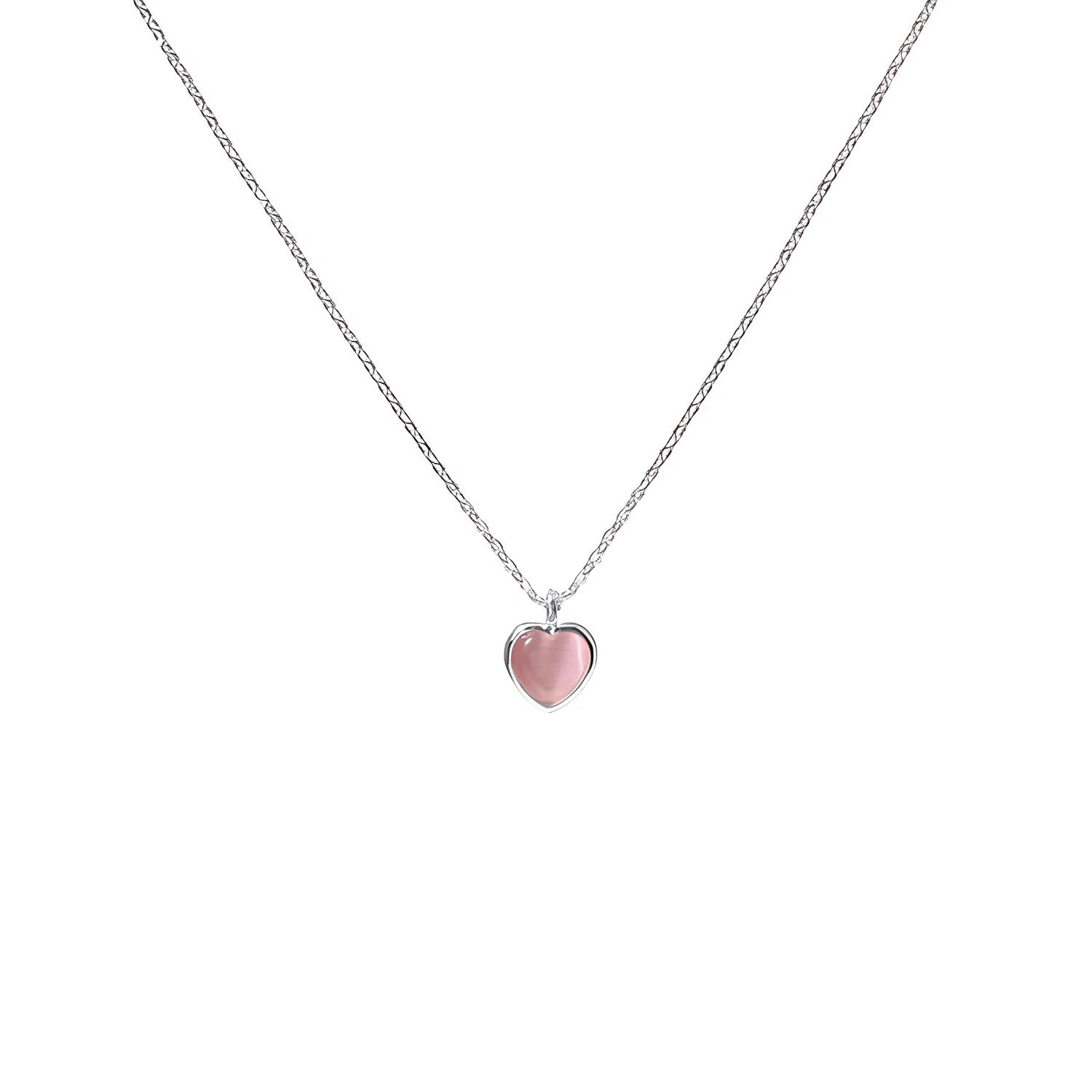 指尖瑰宝 粉色爱心吊坠 夏季新款甜美 设计感粉猫眼 冰糖爱心 项链 女款 礼盒