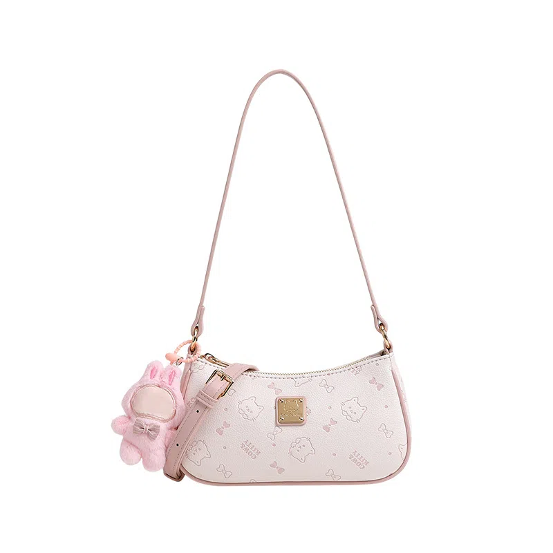 JANE KLAIN Cat Print Crossbody Bag Pink