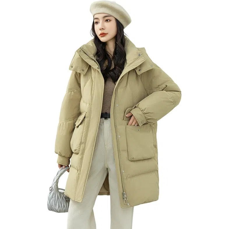 鸭鸭 时尚百搭连帽纯色加厚羽绒服 女款