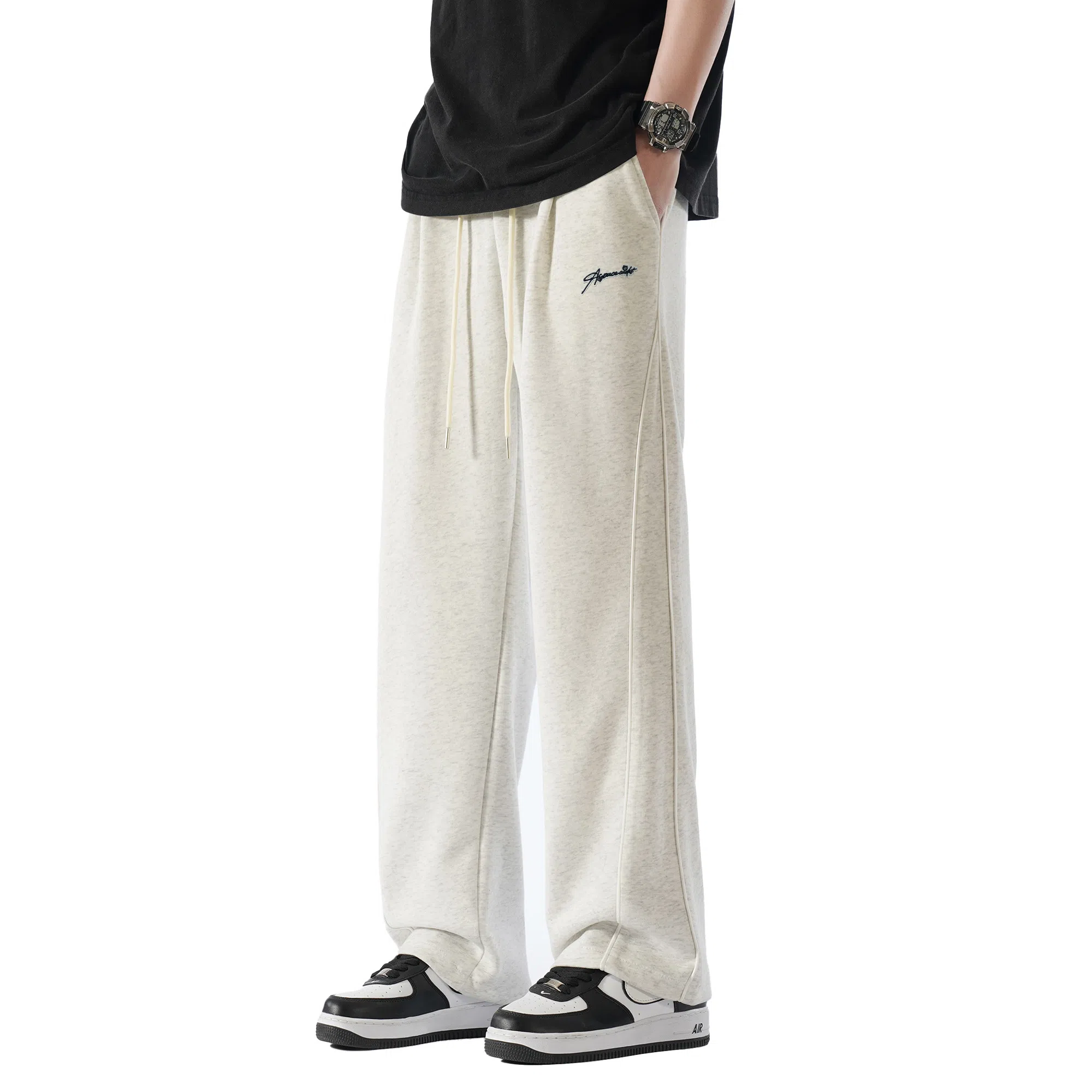 王者荣耀 鲁班七号星空梦想款 美式校园风卫裤户外跑步篮球品牌字母刺绣标系带百搭宽松垂感透气舒适直筒织带休闲裤 男女同款