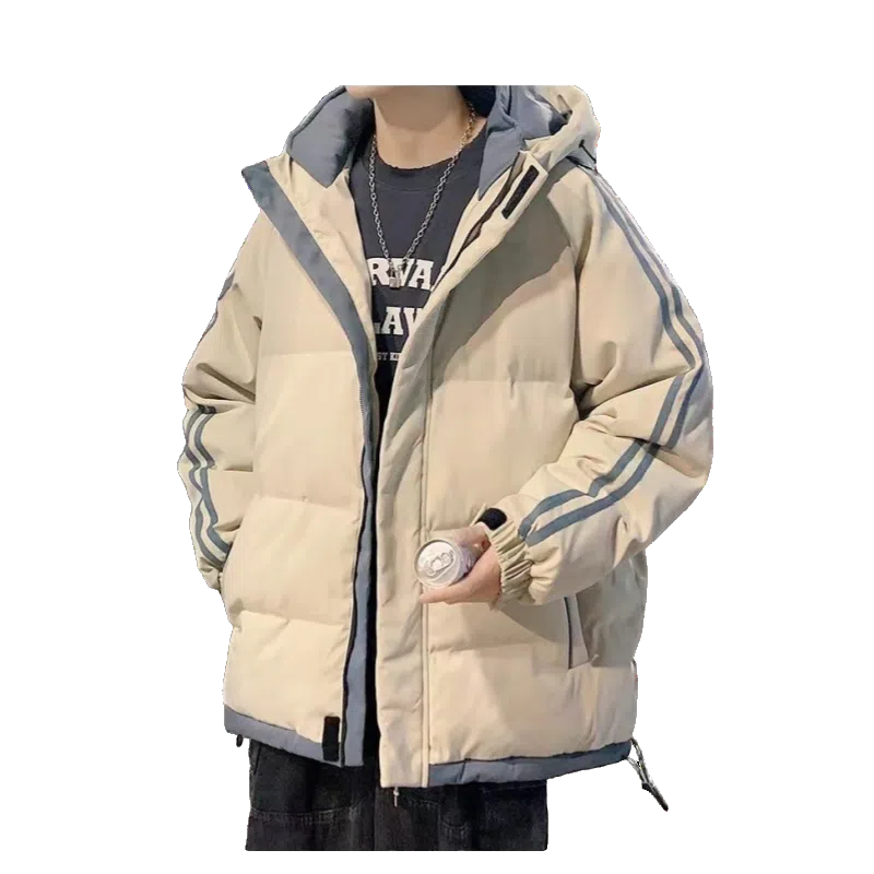 北极绒 白鸭绒连帽羽绒潮牌百搭保暖加厚大码面包服棉服 男款