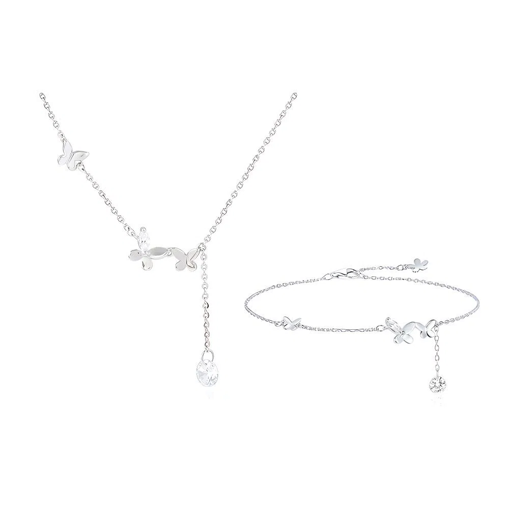 希遇 蝴蝶效应小蝶飞绕实用 个性潮流花飞蝶舞 蝴蝶流苏 合金 项链 男女同款情侣款