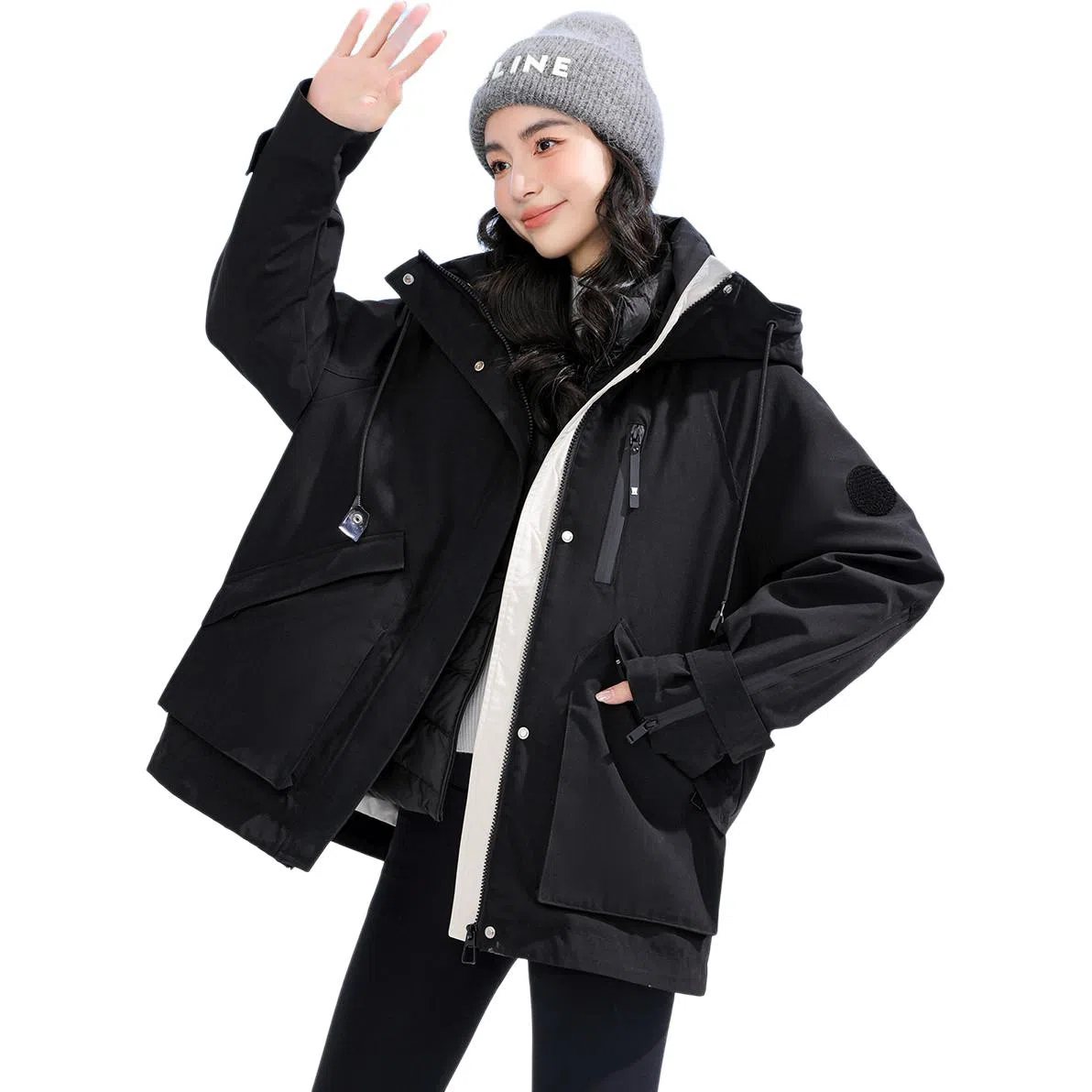 鸭鸭 三合一保暖户冲锋衣外防寒羽绒服 女款