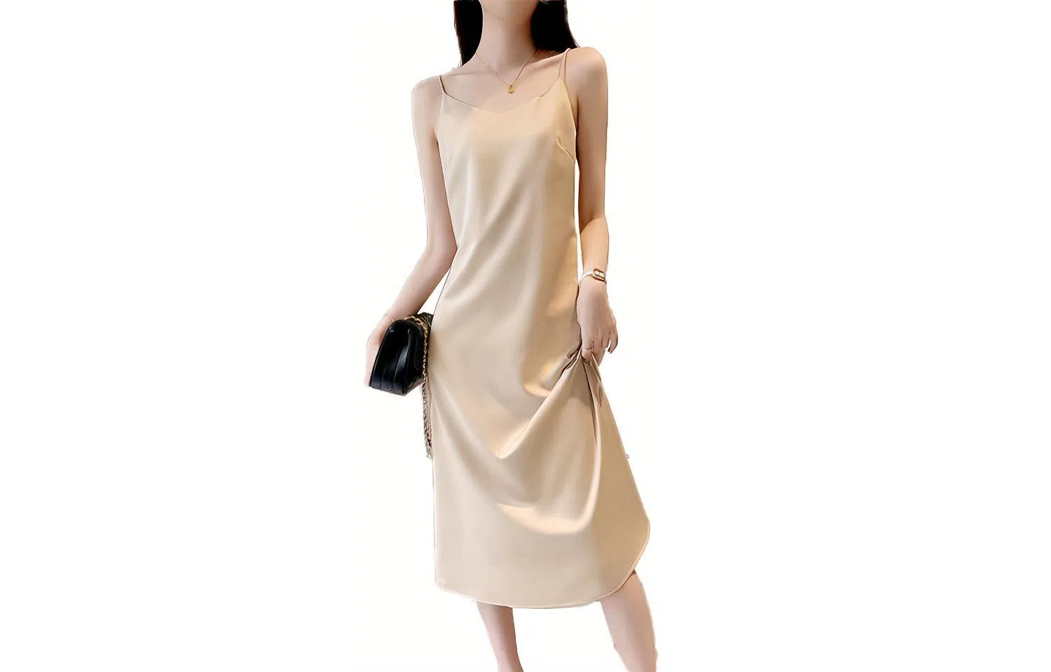 【dme】 纯色休闲收腰吊带连衣裙