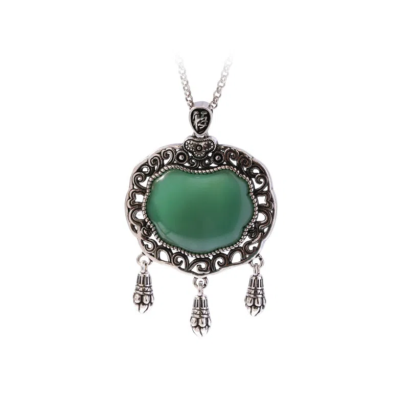 彤彤兔 如意锁复古银工艺复古中国风福字平安锁 铜 项链 女款