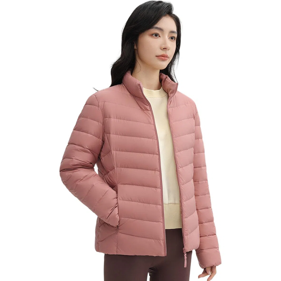 鸭鸭 纯色通勤连帽轻薄款短款外穿时尚百搭羽绒服 女款