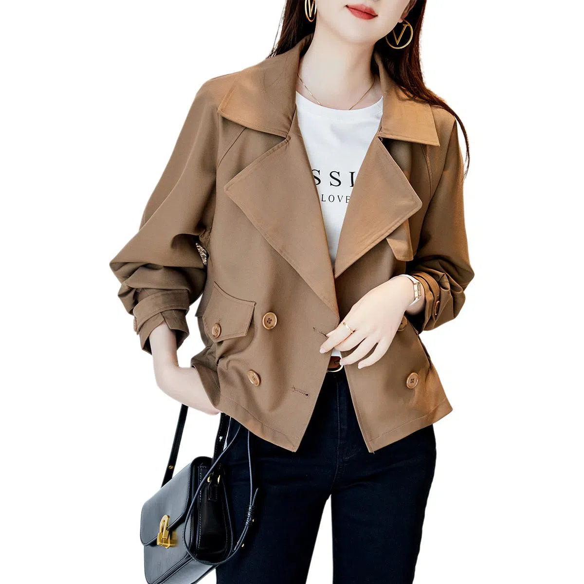 【dme】 小个子短双排扣翻领风衣 女款