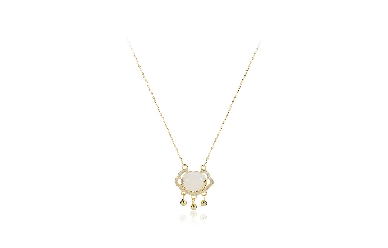 尚银福 祥云平安锁 国潮新中式复古时尚优雅气质轻奢高级感 民族风长命锁小众创意设计灵动流苏 锁骨链 合金 项链 女款