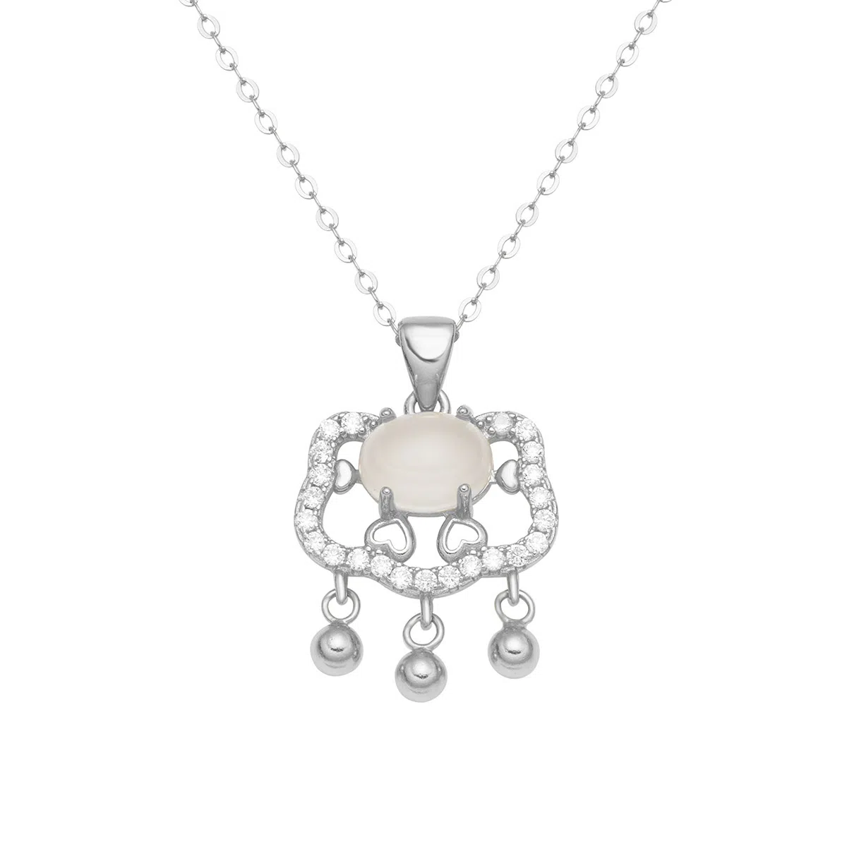 幸囍礼 新中式纳福平安锁 国风闪耀祥云如意招财锁骨链 新中式古风气质优雅温柔轻奢高级感 玉髓 玉石项链 女款