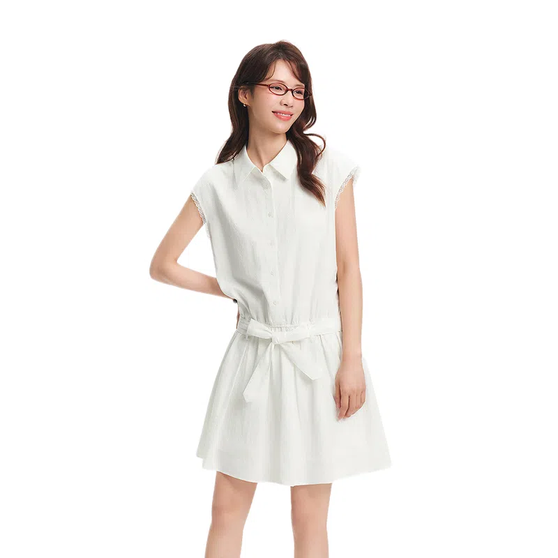 森马 纯色合身文艺无袖连衣裙 女款