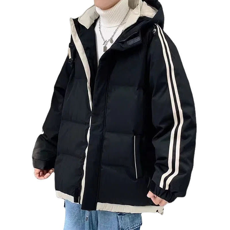 北极绒 白鸭绒连帽羽绒潮牌百搭保暖加厚大码面包服棉服 男款