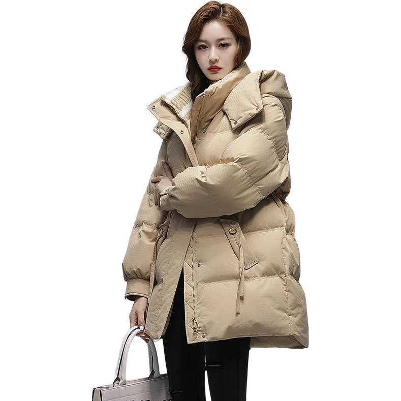 鸭鸭 纯色简约通勤连帽拉链羽绒服 女款