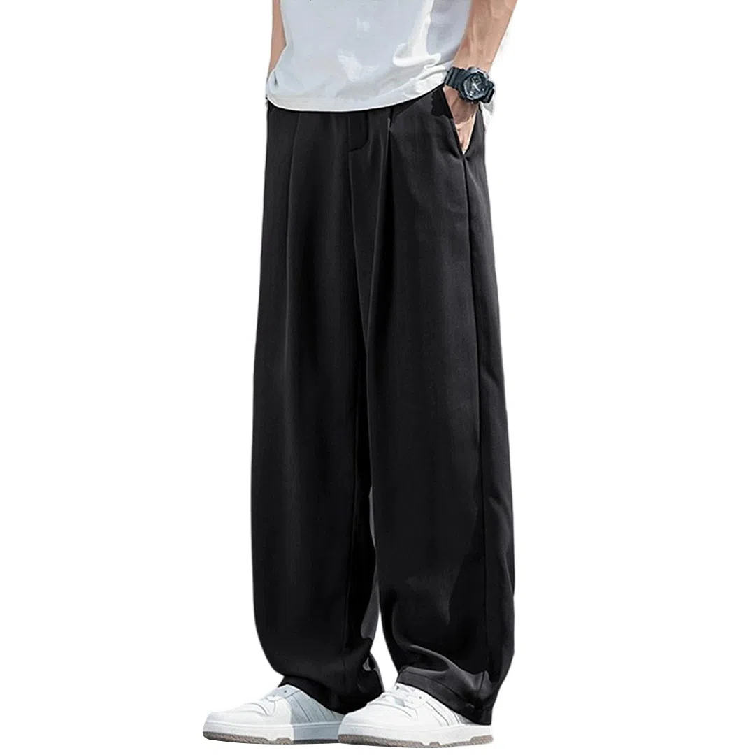 顶峰保罗 无性别主义冰丝凉感亲肤透气宽松直筒西裤美式潮流垂感长裤时尚百搭阔腿高级感休闲裤 男女同款