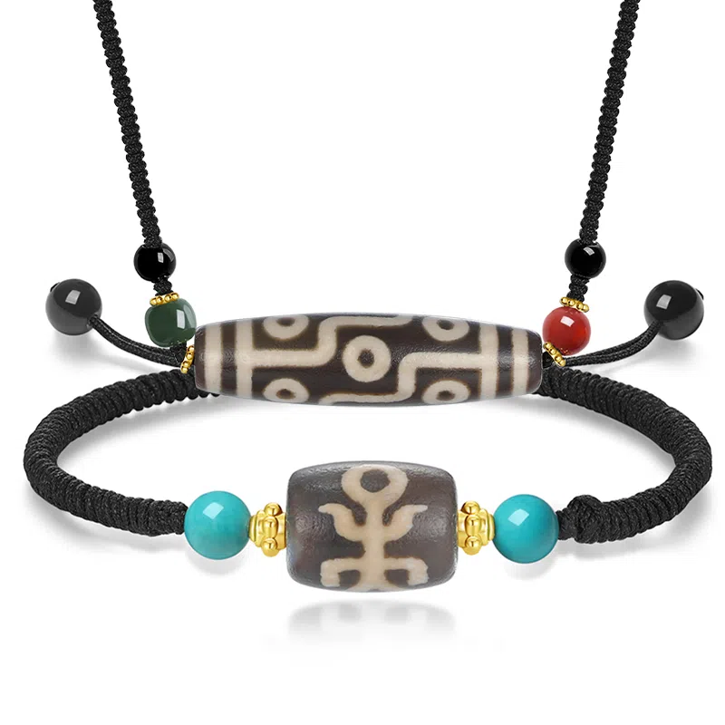 阿梵尼 西藏圣物吉祥平安招财藏传回流九眼天珠吊坠民族风护身吊坠佛珠 男生 女生 礼  玛瑙 玉石项链 男女同款情侣款